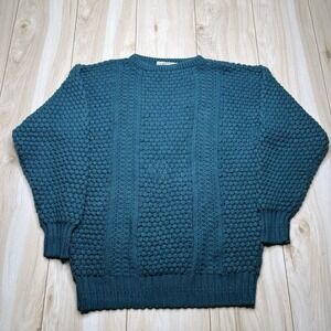 Donegal II Jamie Burns Cotton Thick Heavy Knit Sweater Fisherman Green Size XL
